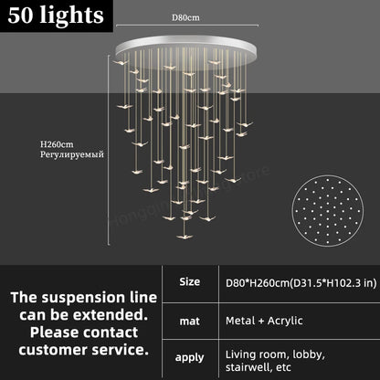 Lustre suspendu en verre et métal style moderne pour hall d’hôtel
