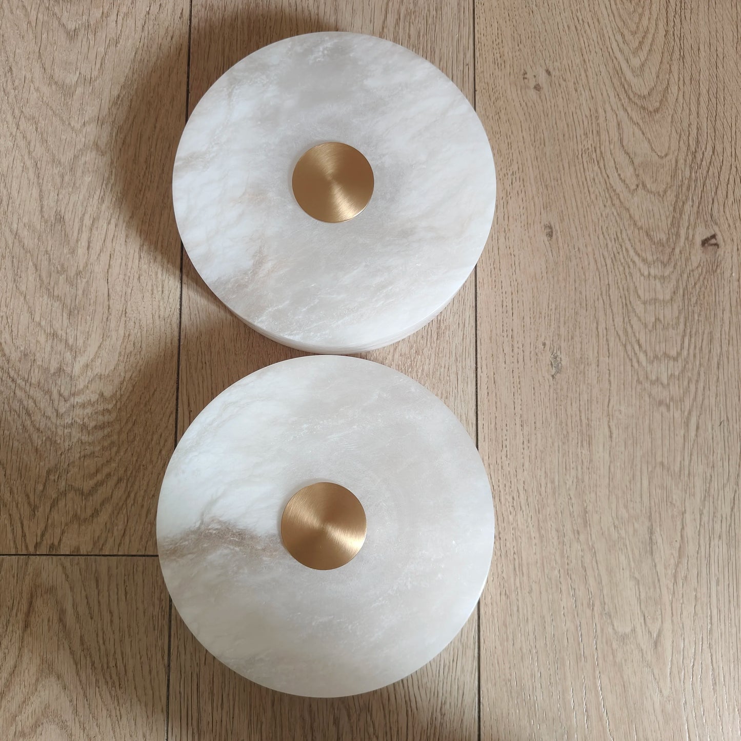 Plafonnier LED Circulaire en Marbre Naturel et Cuivre Ultra-Mince Moderne