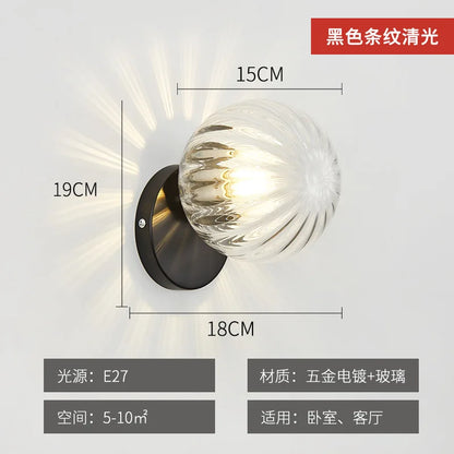 Applique Murale LED Boule en Verre Doré Moderne pour Intérieur
