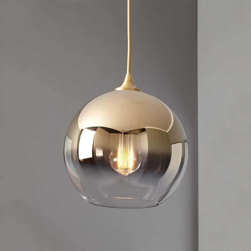 Suspension moderne en verre boule E27 pour salle à manger et chambre