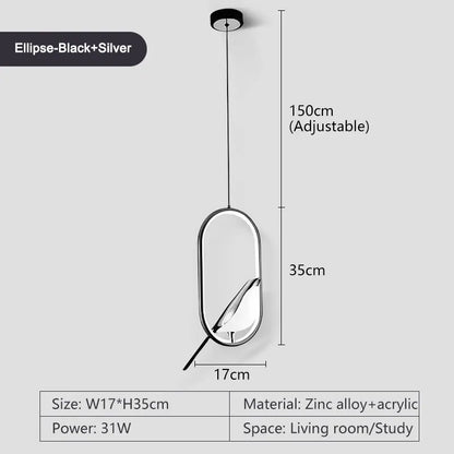 Suspension LED rotative oiseau en métal argent et or, éclairage intérieur AC85-265V