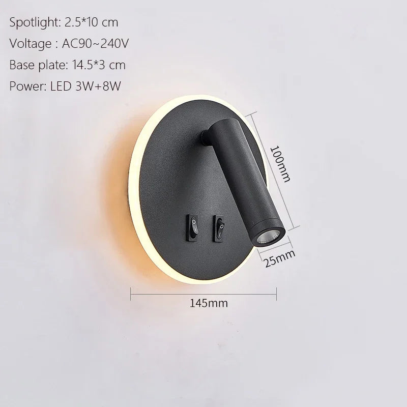 Applique Murale LED Minimaliste Moderne en Aluminium avec Charge USB et Lumière Chaude