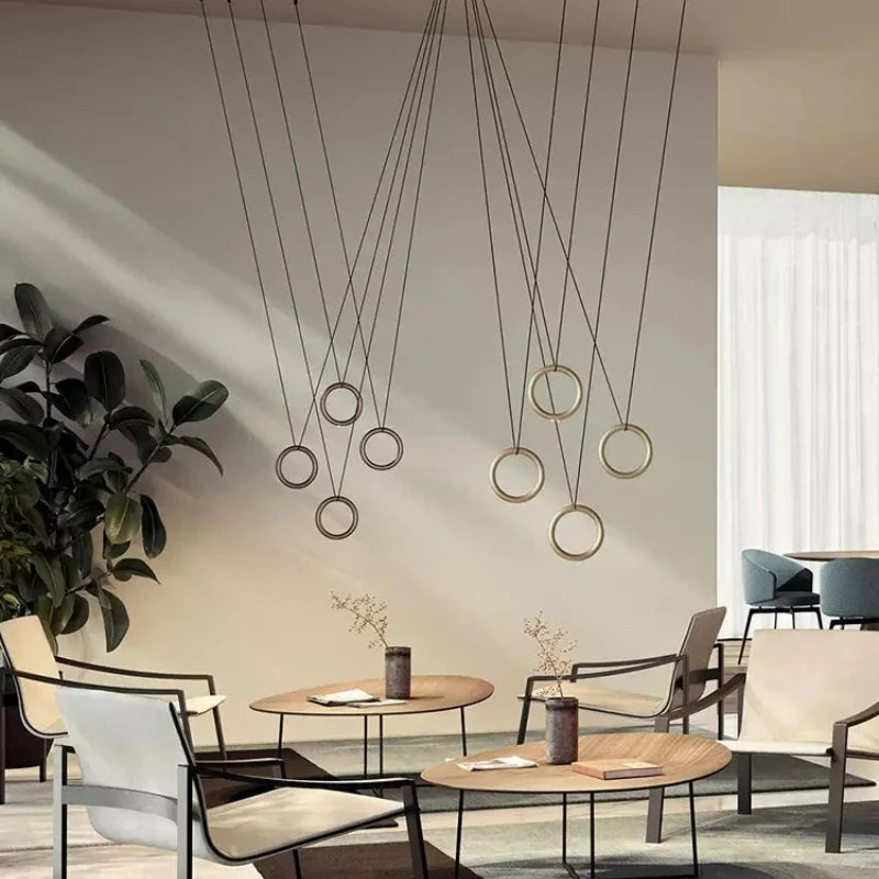 Suspension LED en métal style nordique, lumière chaude pour intérieur industriel