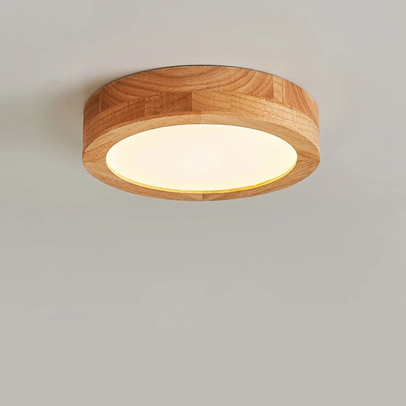 Plafonnier rond en bois LED style nordique pour ambiance chaleureuse