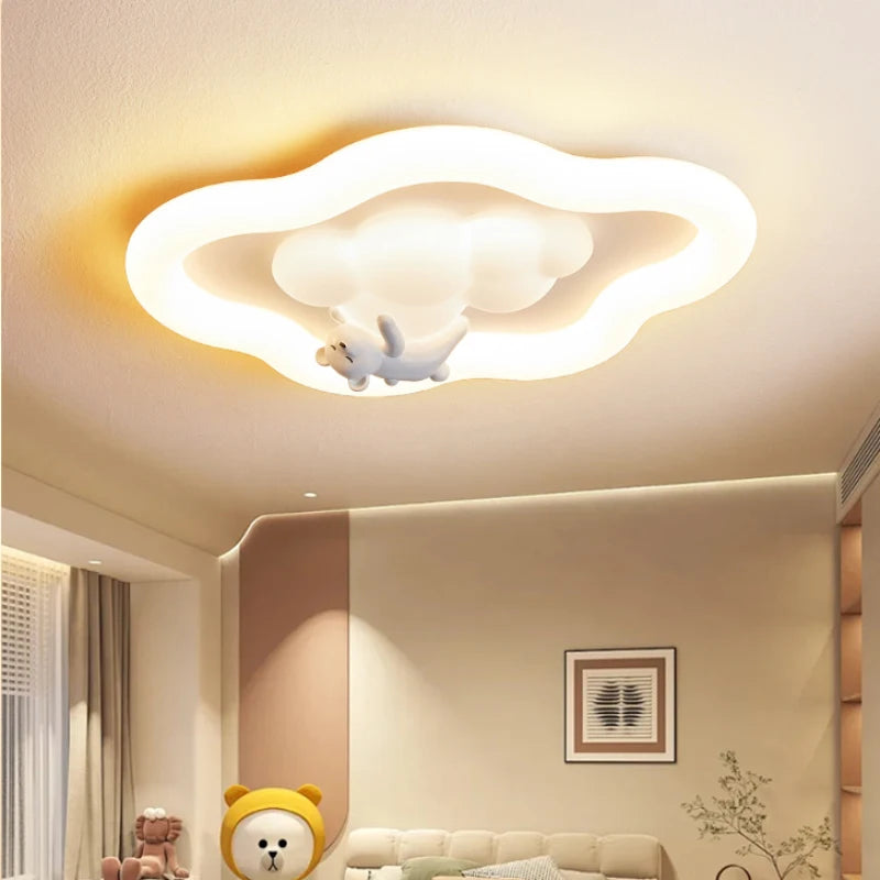 Plafonnier LED Nuage Moderne Crème pour Chambre Enfants et Bébé, Lumière Chaude