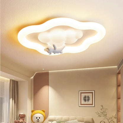 Plafonnier LED Nuage Moderne Crème pour Chambre Enfants et Bébé, Lumière Chaude