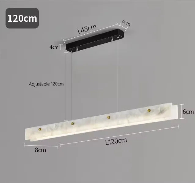 Suspension linéaire en marbre et acier inoxydable LED, design moderne pour salle à manger et chambre