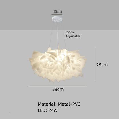 Plafonnier suspension pétale design italien en PVC blanc, lumière chaude romantique