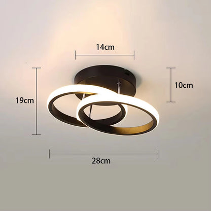 Plafonnier LED moderne à 2 anneaux en aluminium, lumière dimmable pour intérieur