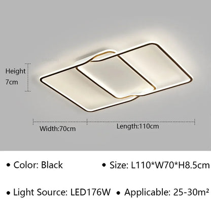 Plafonnier LED Moderne en Aluminium et Acrylique, Luminaire Décoratif pour Salon et Bureau