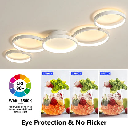 Plafonnier LED moderne 3 couleurs avec télécommande et application Bluetooth, lumière dimmable pour salon et chambre