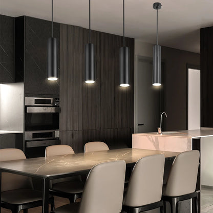 Suspension LED moderne en aluminium noir, lumière chaude ou neutre, 160-300mm