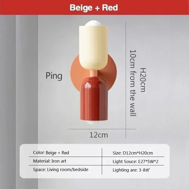 Applique Murale Nordique en Métal et Fer, Double Tête Colorée, Ambiance Chaleureuse