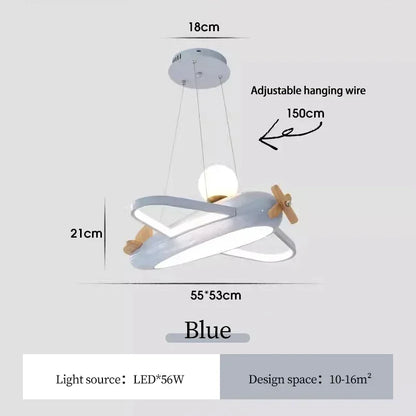 Suspension lustre LED moderne avion, lumière chaude pour chambre enfant