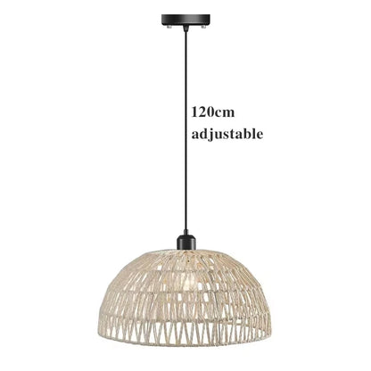 Suspension abat-jour en rotin tissé main, ambiance chaleureuse naturelle