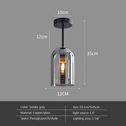 Plafonnier LED minimaliste en verre et métal noir, design moderne pour intérieur