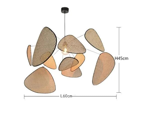 Suspension lustre en rotin et bambou E27 design créatif pour cuisine