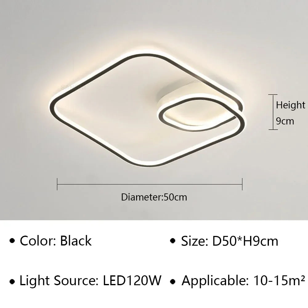 Plafonnier LED Moderne en Aluminium et Acrylique, Luminaire Décoratif pour Salon et Bureau