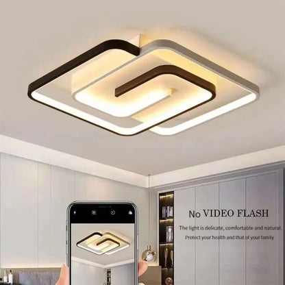 Plafonnier LED Carré Moderne en Aluminium, Lumière Dimmable et Ambiance Chaleureuse