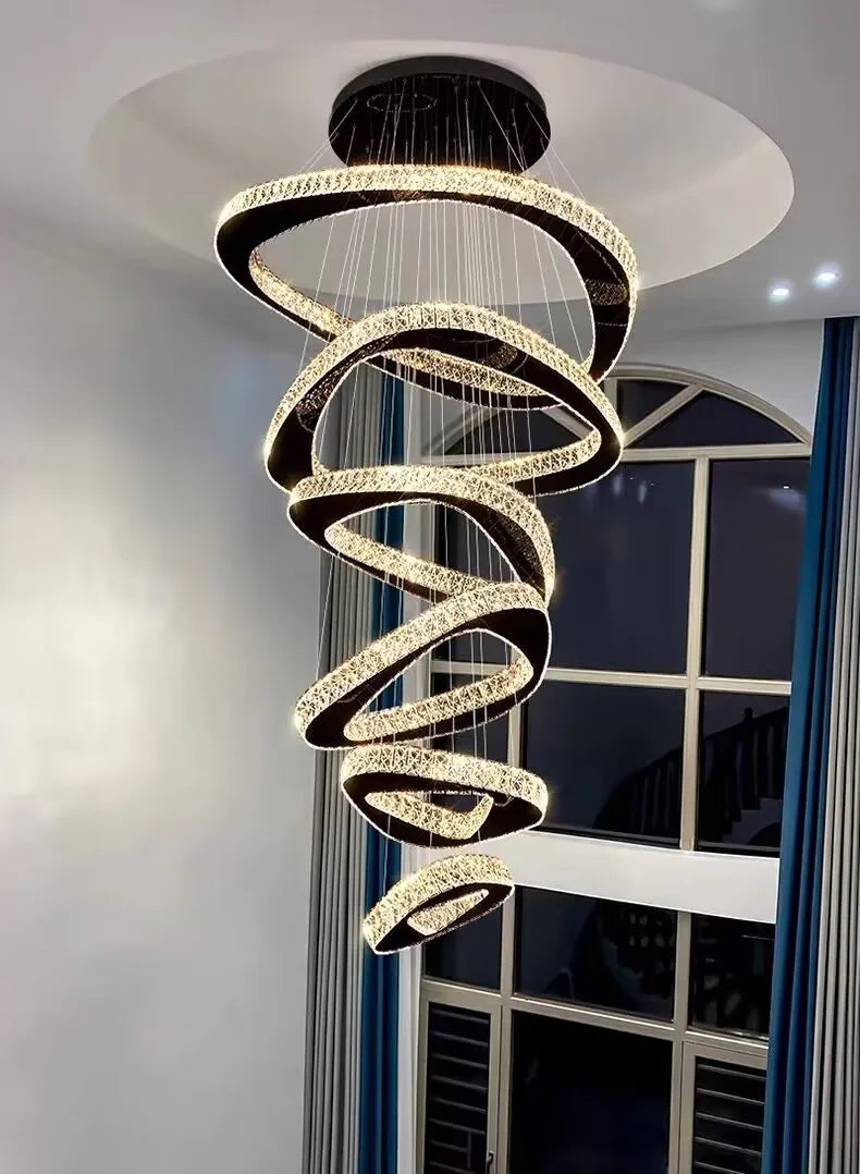 Lustre moderne en cristal et fer forgé, éclairage LED dimmable pour salon