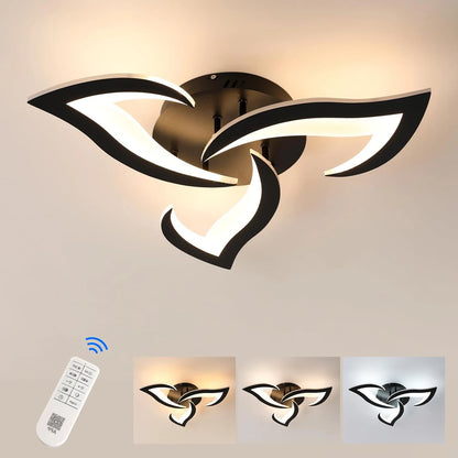 Plafonnier LED dimmable 35W avec télécommande, acrylique noir, lumière 3000K-6500K