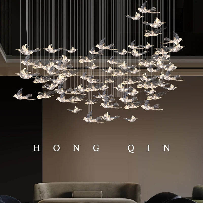 Lustre suspendu en verre et métal style moderne pour hall d’hôtel