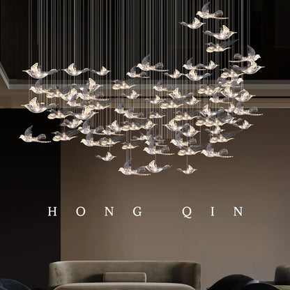 Lustre suspendu en verre et métal style moderne pour hall d’hôtel