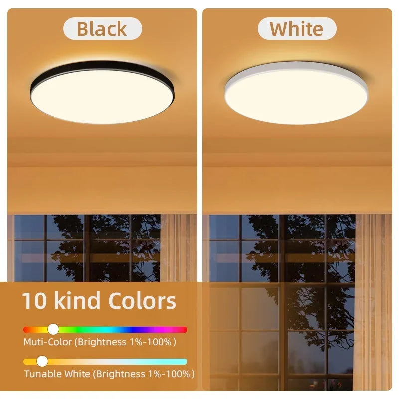 Plafonnier LED 72W RGB Dimmable avec Télécommande, Design Moderne