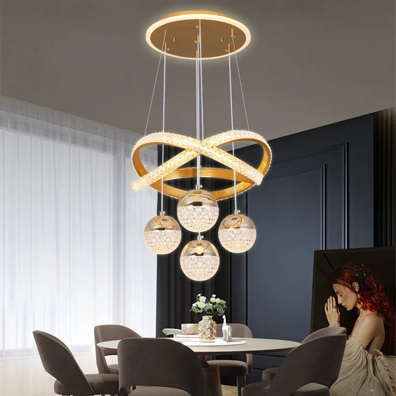 Suspension LED design Art Déco noir et or, éclairage 3 couleurs, 40 cm