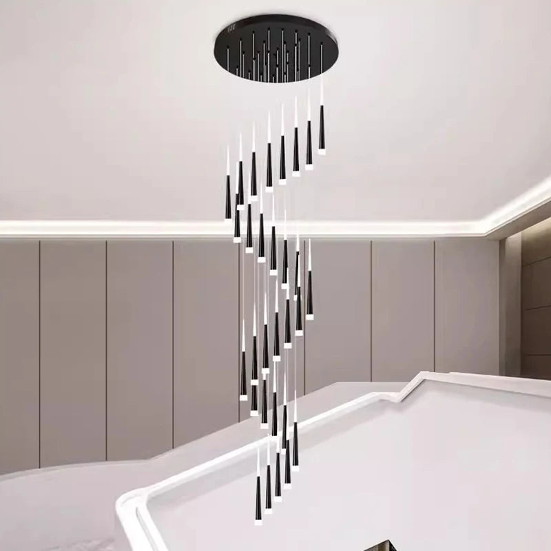 Suspension LED moderne en alliage pour escalier et salon, lumière chaude réglable