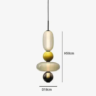 Suspension LED en verre coloré design nordique moderne pour intérieur
