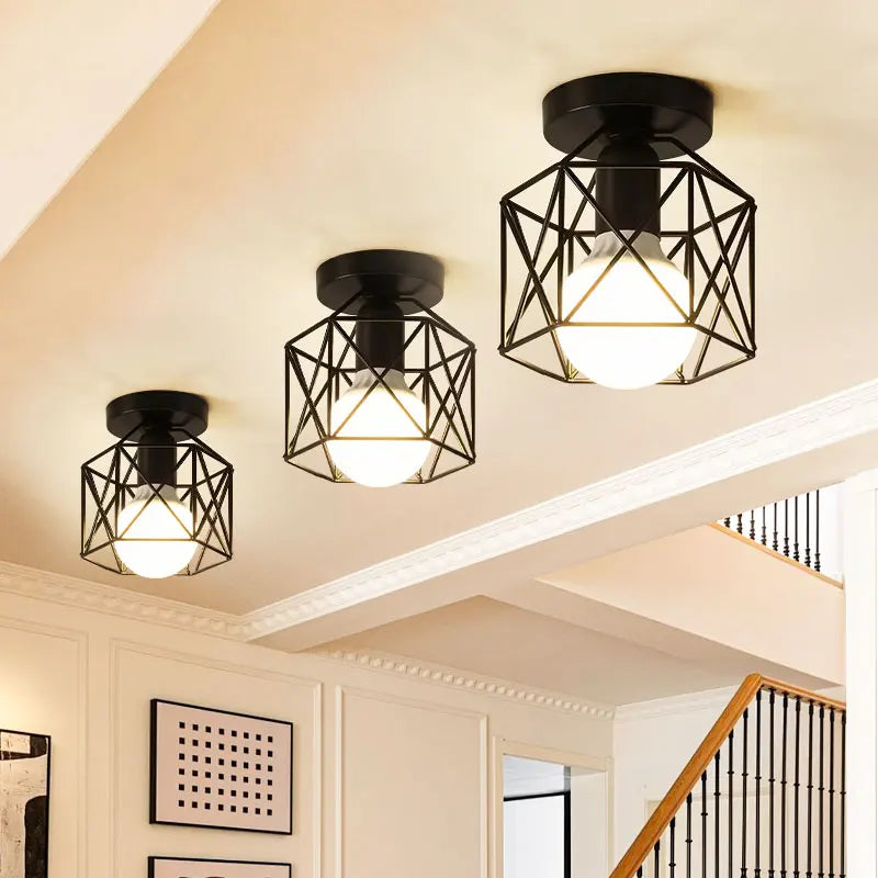 Plafonnier rétro E27 en métal pour intérieur, couloir et balcon, ambiance chaleureuse