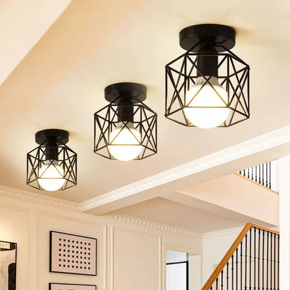 Plafonnier rétro E27 en métal pour intérieur, couloir et balcon, ambiance chaleureuse