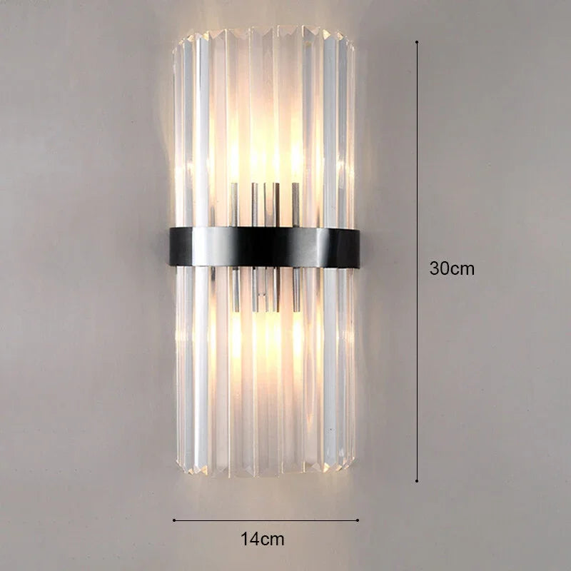 Applique Murale LED Dorée en Acier Inoxydable et Cristal, Éclairage Intérieur Design