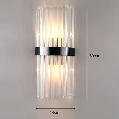 Applique Murale LED Dorée en Acier Inoxydable et Cristal, Éclairage Intérieur Design