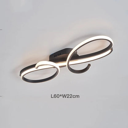 Plafonnier moderne noir en aluminium LED avec télécommande, dimmable pour salon et cuisine