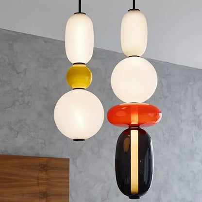 Suspension LED en verre coloré design nordique moderne pour intérieur