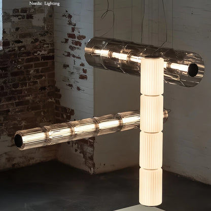 Suspension verre fumé gris design nordique LED pour salon et restaurant