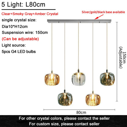 Suspension LED moderne en cristal K9, lumière chaude pour salon et salle à manger