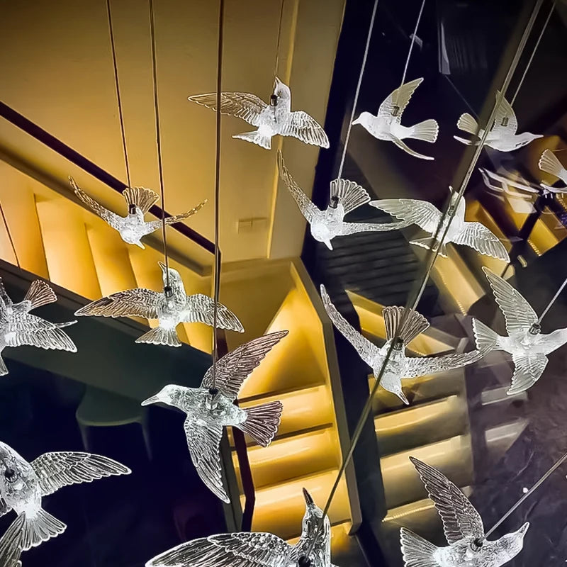 Lustre suspendu en verre et métal style moderne pour hall d’hôtel