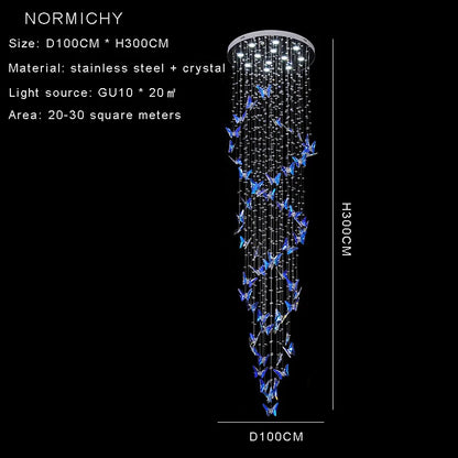 Lustre duplex creux rotatif en cristal style postmoderne pour hall