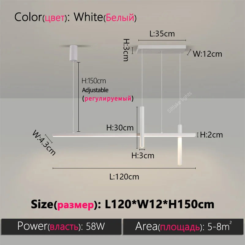 Suspension moderne design créatif en métal pour salle à manger, lumière chaude