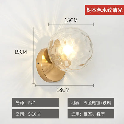 Applique Murale LED Boule en Verre Doré Moderne pour Intérieur