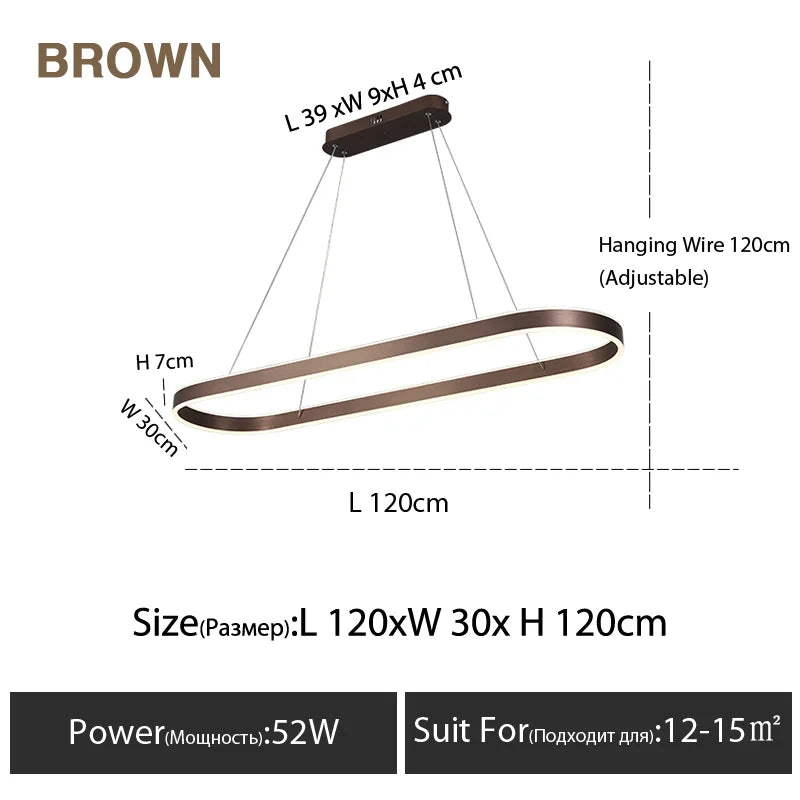 Suspension LED nordique en aluminium, lumière variable pour salle à manger et cuisine