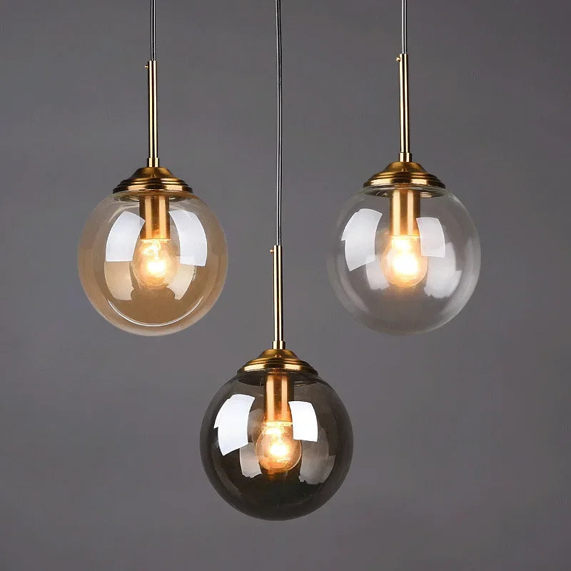 Suspension boule en verre moderne, luminaire décoratif pour cuisine et salle à manger