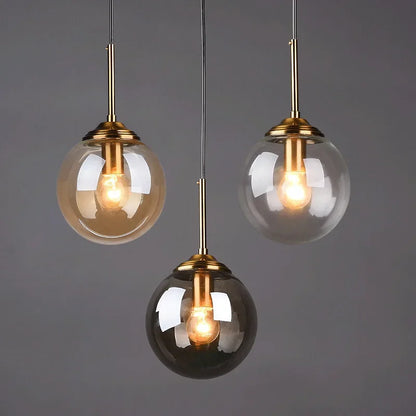 Suspension boule en verre moderne, luminaire décoratif pour cuisine et salle à manger