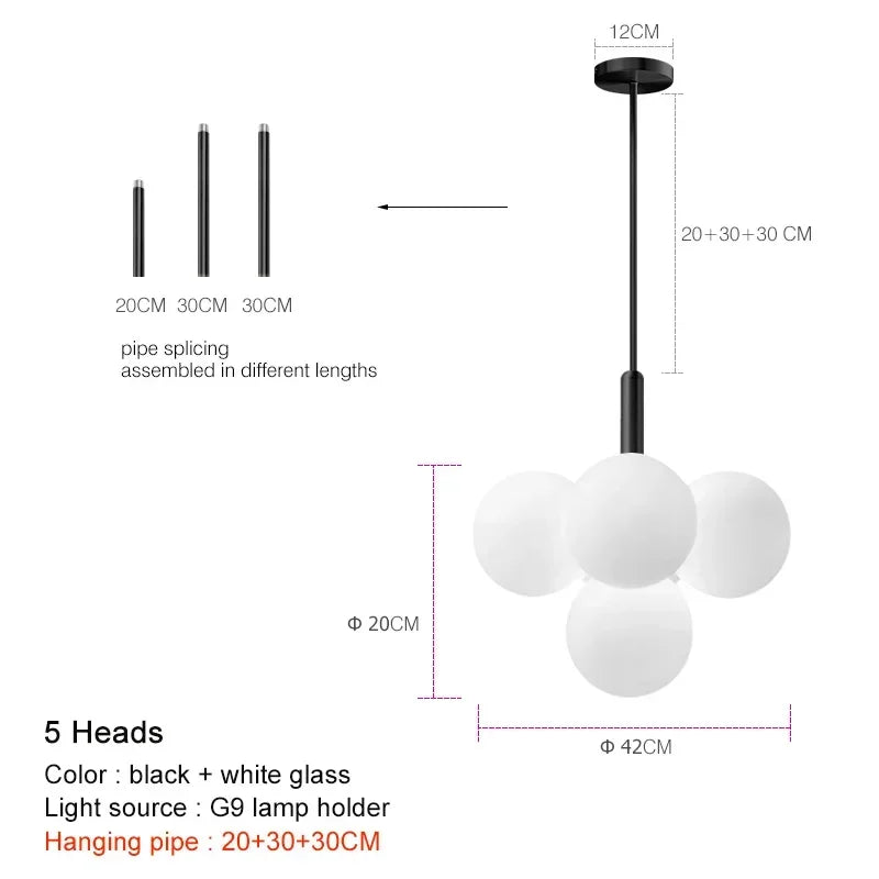Suspension LED en verre dépoli au design moderne, lumière blanche chaude, luminaire plafond élégant