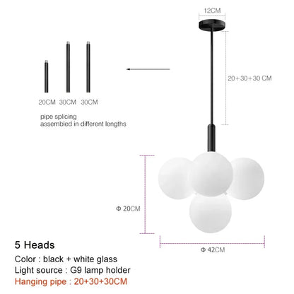 Suspension LED en verre dépoli au design moderne, lumière blanche chaude, luminaire plafond élégant