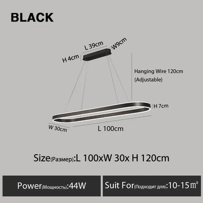 Suspension LED nordique en aluminium, lumière variable pour salle à manger et cuisine
