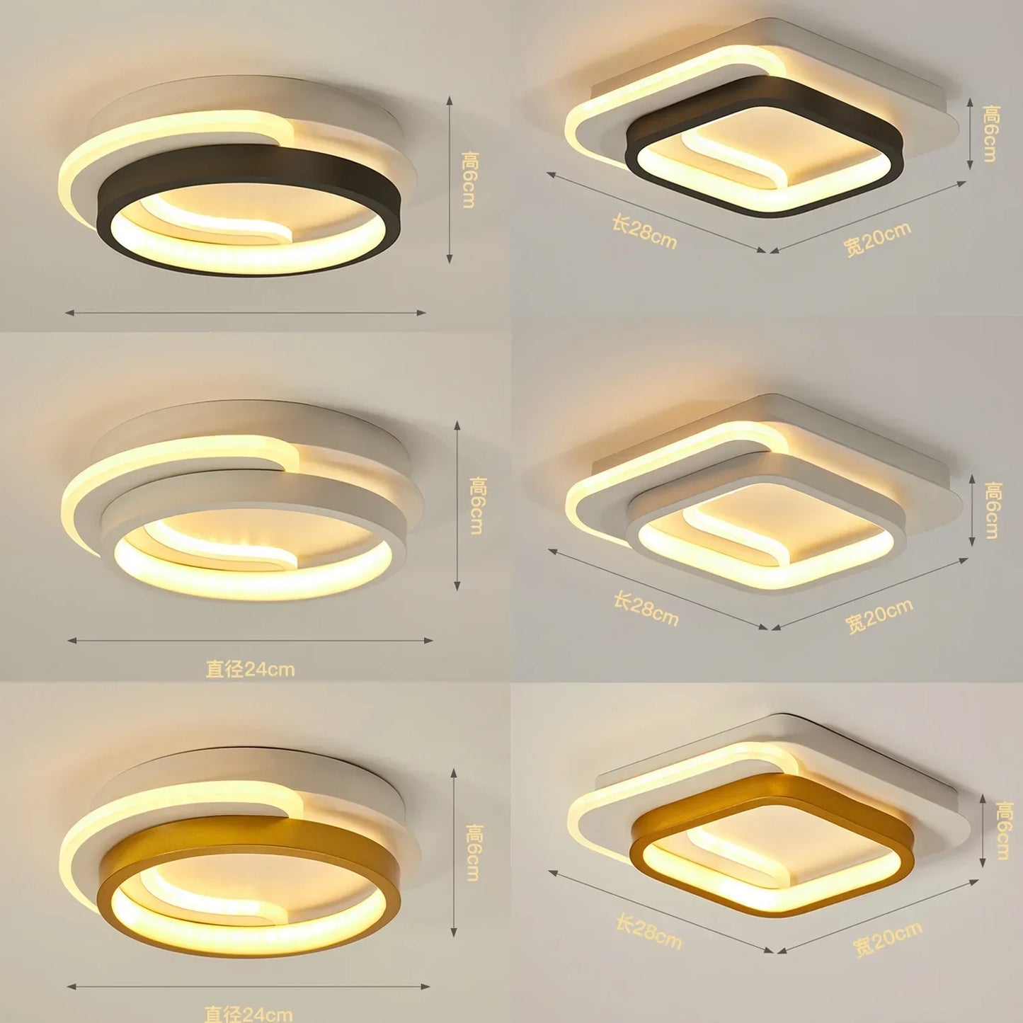 Plafonnier LED moderne 3 couleurs réglable pour chambre et salon
